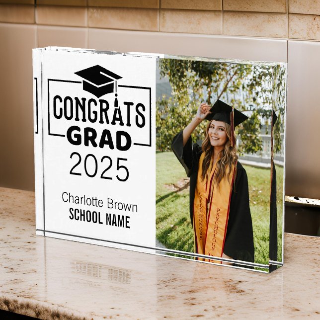 Glückwunsch Grad Custom Fotoblock für sie oder ihn (personalized graduation gift, graduation gift for her, graduation keepsake, custom grad photo block)