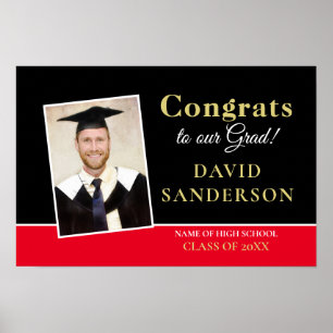 Glückwunsch Grad Foto Name Gold Schwarz Poster