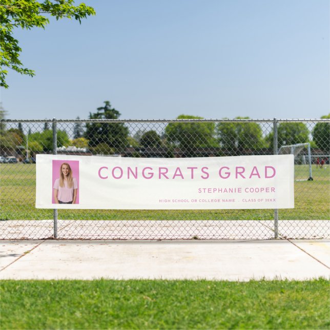 Glückwunsch Grad Foto Pink Text Abschluss Banner (Insitu)