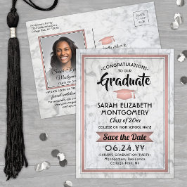 Glückwunsch Grad Marmor und rosa Save the Date Fot Ankündigungspostkarte