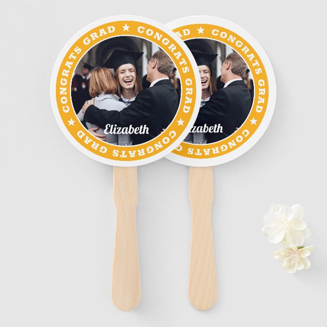 Glückwunsch Grad Moderne Einfache Sterne Maßgeschn Fächer (Vorne und Hinten)