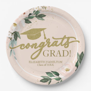 Glückwunsch Grad Pink Blush Blues Graduation Party Pappteller