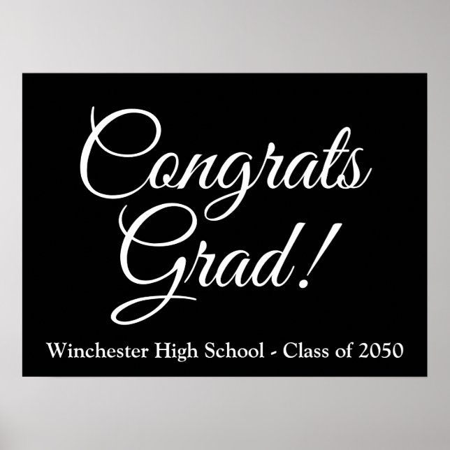 Glückwunsch Grad Schwarz-weißes Jahr für benutzerd Poster (Vorne)