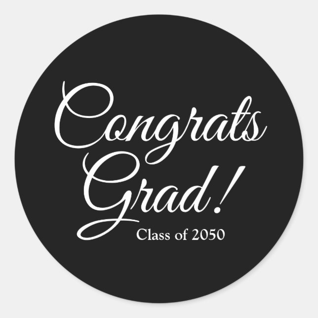 Glückwunsch Graden Black elegante Skriptklasse Jah Runder Aufkleber (Vorderseite)