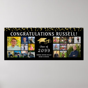 Glückwunsch Graduate 18 Foto Collage Gold Foil Cap Poster