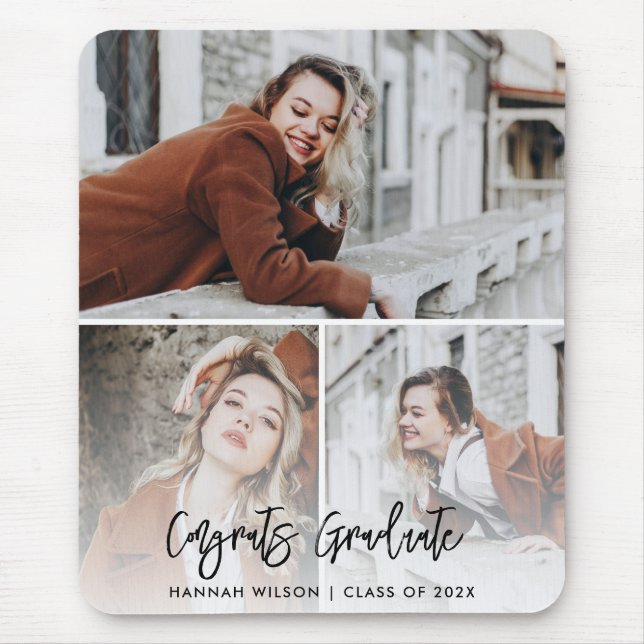 Glückwunsch Graduate 3 Foto Custom Abschluss 2025 Mousepad (Vorne)