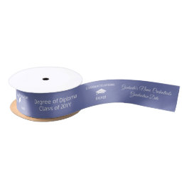 Glückwunsch Graduate Cap Diploma White Kashmir Blu Satinband