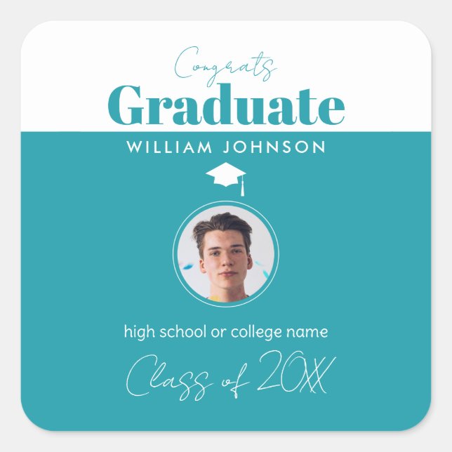 Glückwunsch Graduate Class of 2023 Quadratischer Aufkleber (Vorderseite)