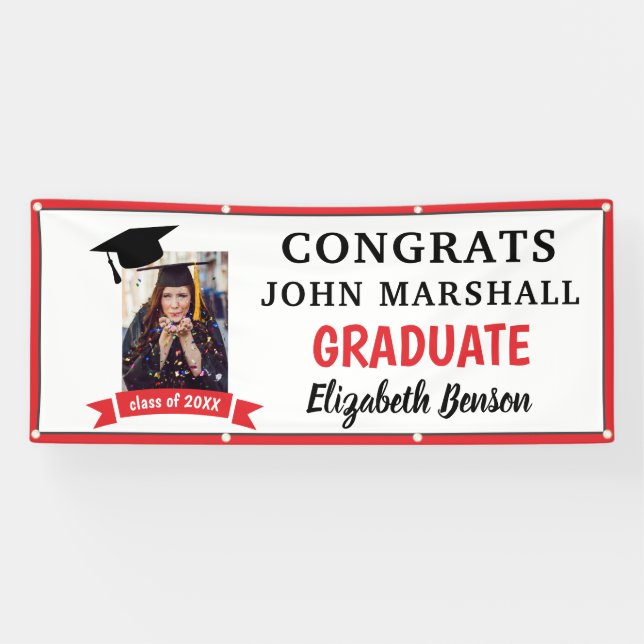 Glückwunsch Graduate Custom Banner Red Gray (Horizontal)