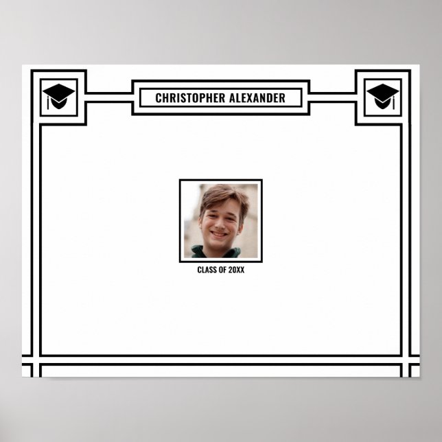 Glückwunsch Graduate Foto Schwarze Signatur Kleine Poster (Vorne)