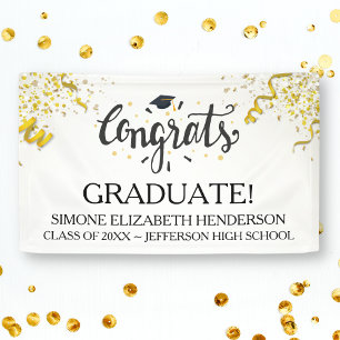 Glückwunsch Graduate Gold Confetti Streamers Custo Banner