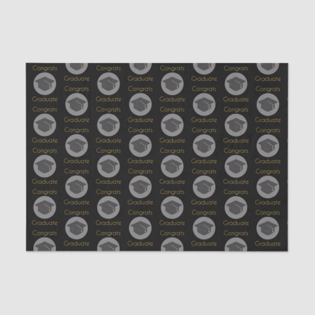 Glückwunsch Graduate Graduate Cap on Black Seidenpapier (Vorderseite)