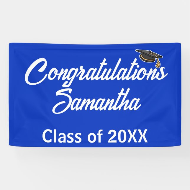 Glückwunsch Graduation Cap Party Banner - Benutzer (Horizontal)
