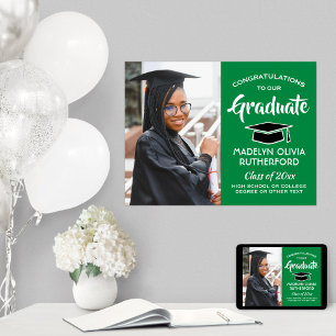 Glückwunsch Graduieren Foto Grün und Weiß Abschlus Poster
