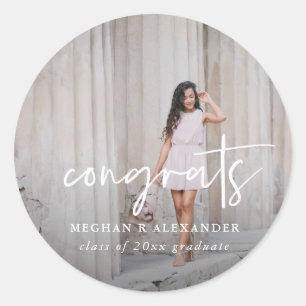 Glückwunsch Graduieren Foto und Namensaufkleber Runder Aufkleber