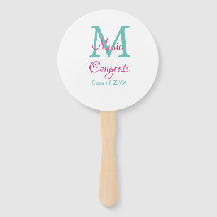 Glückwunsch Graduieren Name monogramm grün pink bl Fächer