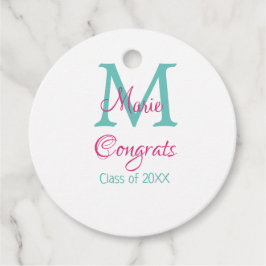 Glückwunsch Graduieren Name monogramm grün pink bl Geschenkanhänger