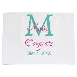 Glückwunsch Graduieren Name monogramm grün pink bl Große Geschenktüte