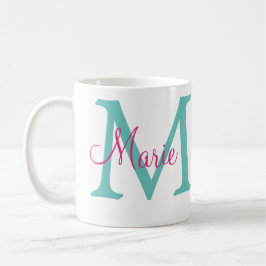 Glückwunsch Graduieren Name monogramm grün pink bl Kaffeetasse