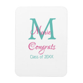 Glückwunsch Graduieren Name monogramm grün pink bl Magnet