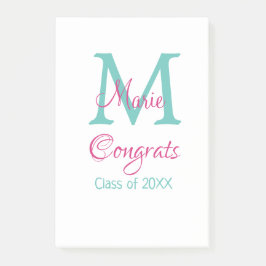 Glückwunsch Graduieren Name monogramm grün pink bl Post-it Klebezettel
