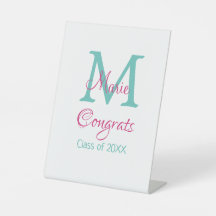 Glückwunsch Graduieren Name monogramm grün pink bl