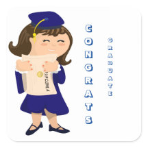 Glückwunsch graduiert Mädchen-Aufkleber