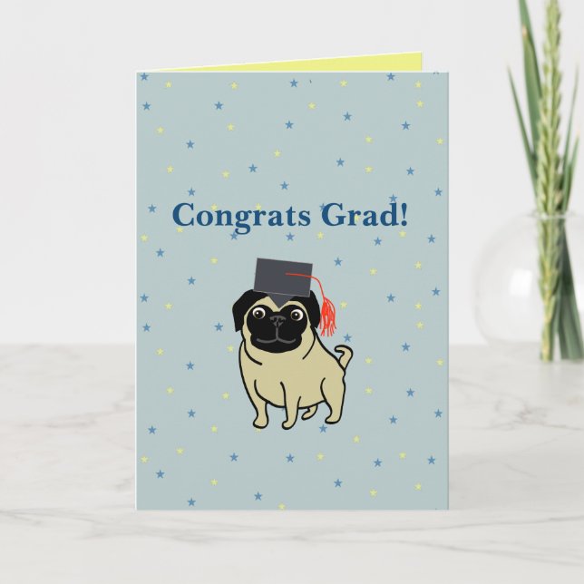 Glückwunsch Graduierter Mops Karte (Vorderseite)