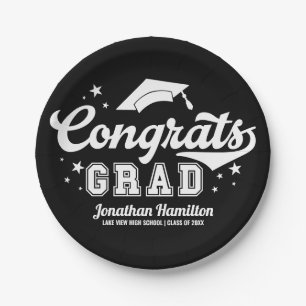 Glückwunsch Grand Black Graduation Party Paper Pla Pappteller