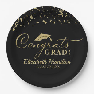 Glückwunsch Grand Gold Script Graduation Party Pappteller