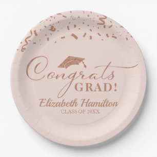 Glückwunsch Grand Rose Gold Script Graduation Part Pappteller