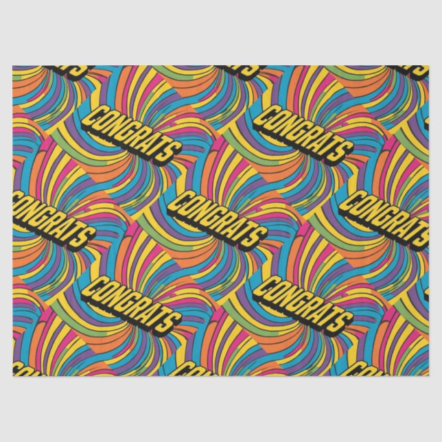 "Glückwunsch" Groovy Wrapping Paper Seidenpapier (Vorderseite)
