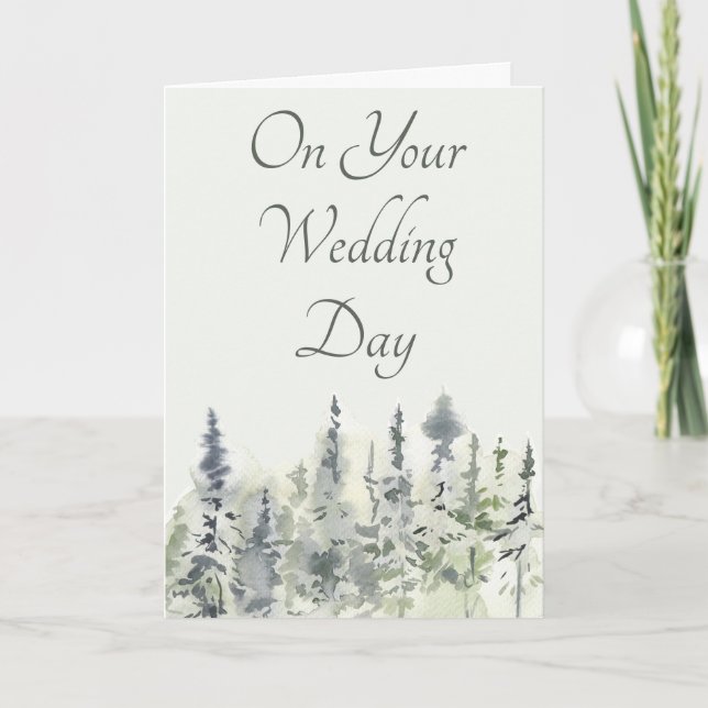 Glückwunsch Hochzeit Card Evergreen Trees Karte (Vorderseite)