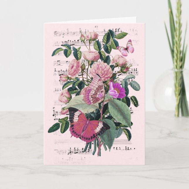 Glückwunsch Hochzeit hinzufügen Namen Rose Ephemer Karte (Vorderseite)