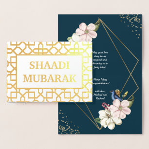 Glückwunsch Hochzeit Shaadi Mubarak Gold Folienkarte