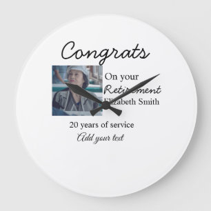 Glückwunsch in Ihrem Ruhestand fügen Foto-Name Dat Große Wanduhr