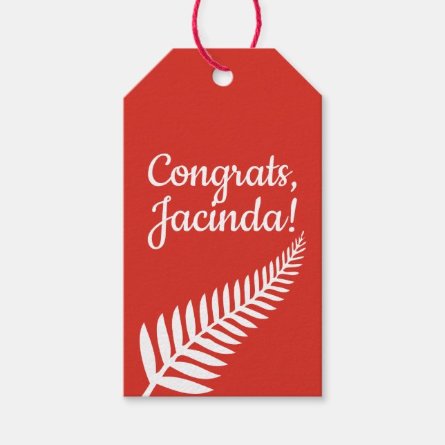 Glückwunsch, Jacinda! Benutzerdefinierter Text und Geschenkanhänger (Vorderseite)