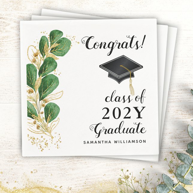 Glückwunsch-Klasse 2025 Blumenstuhl-Abschluss Serviette (Personalized Floral Graduation Napkins with Congrats Graduate )