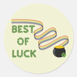 Glückwunsch mit Kleeblättern und Regenbogen Runder Aufkleber