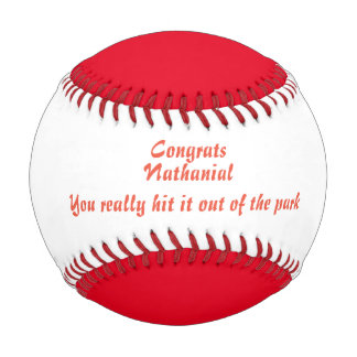 Glückwunsch Name Meldung Red Text Custom Baseball