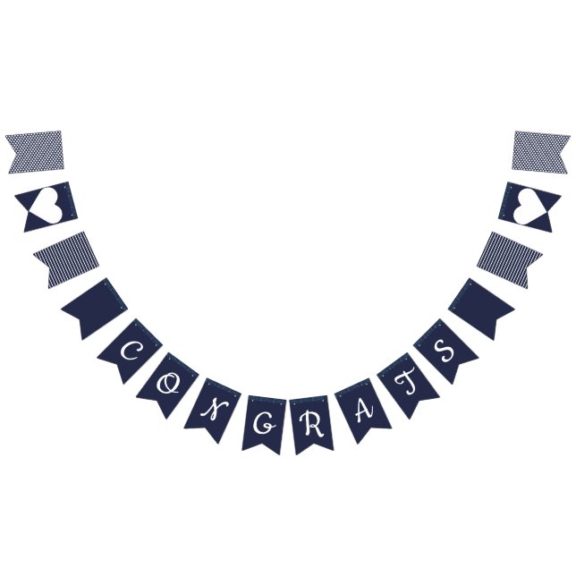 Glückwunsch Navy Glitzer Preppy Bunting Wimpelkette (Alle)
