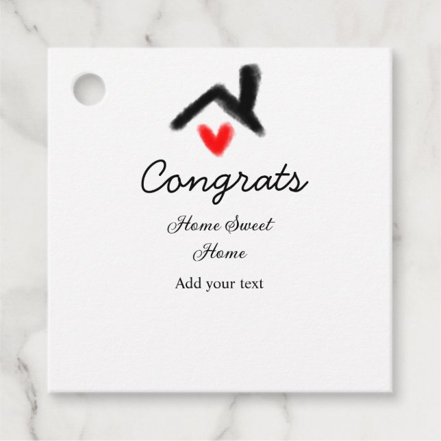 Glückwunsch neue Zuhause-Besitzer echtes Anwesen E Geschenkanhänger (Vorderseite)