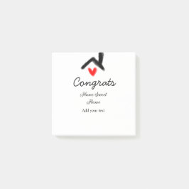 Glückwunsch neue Zuhause-Besitzer echtes Anwesen E Post-it Klebezettel