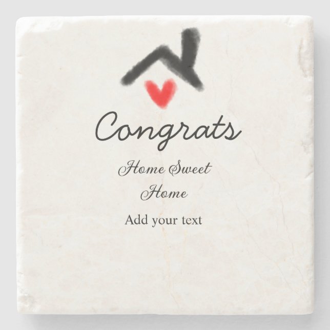 Glückwunsch neue Zuhause-Besitzer echtes Anwesen E Steinuntersetzer (Vorderseite)