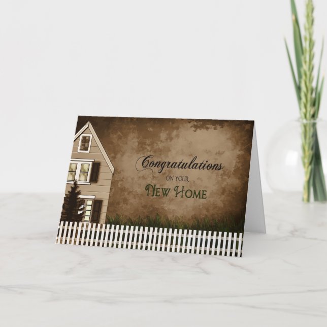 Glückwunsch - Neue Zuhause - Braune Tones Karte (Vorderseite)