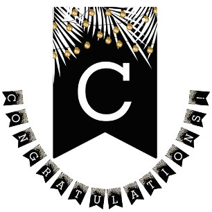 Glückwunsch Palms Black Gold Wimpelkette