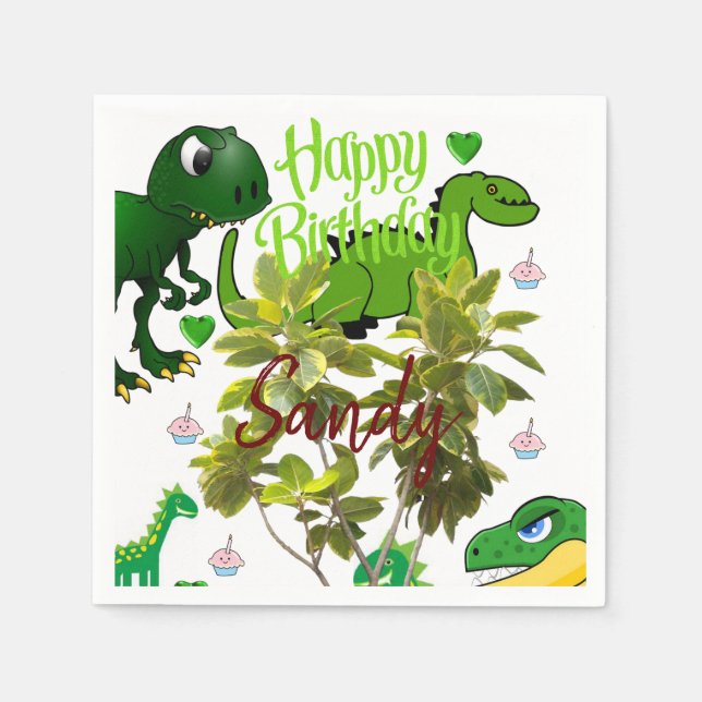 Glückwunsch-Papiertücher, Dinosaurier Serviette (Vorderseite)