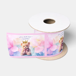 Glückwunsch! Pink Bär Goldkrone Satinband