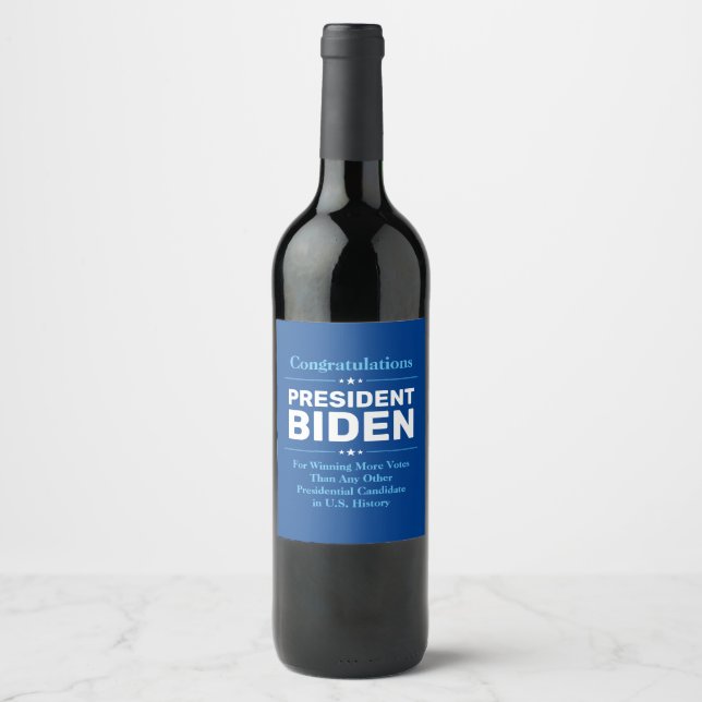 Glückwunsch Präsident Biden Most Voted Candidate B Weinetikett (Vorderseite)