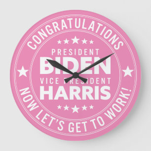 Glückwunsch Präsident Biden, VP Harris! Benutzerde Große Wanduhr